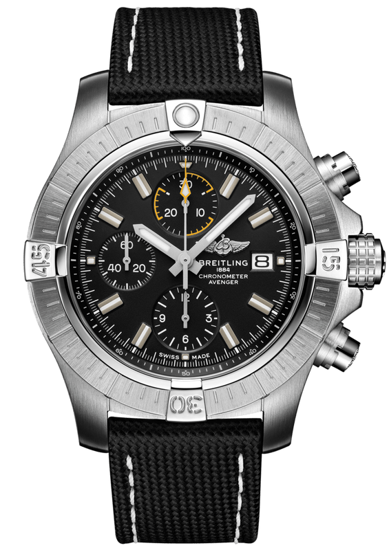 Buy Shop Breitling Avenger Chronograph 45mm Black Dial Black Leather Strap Watch for Men - A13317101B1X1 USA Online