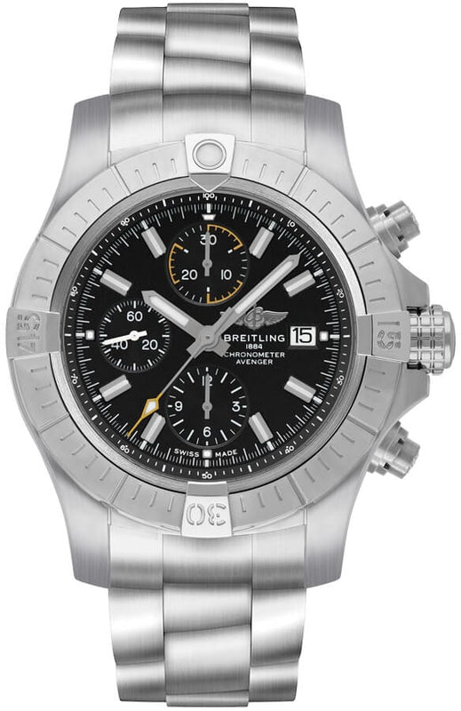 Buy Shop Breitling Avenger Chronograph 45mm Black Dial Silver Steel Strap Watch for Men - A13317101B1A1 USA Online