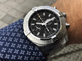 Breitling Avenger Chronograph 45mm Black Dial Silver Steel Strap Watch for Men - A13317101B1A1