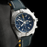 Buy Shop Breitling Avenger Chronograph 45mm Blue Dial Blue Calfskin Strap Watch for Men - A13317101C1X2 USA Online