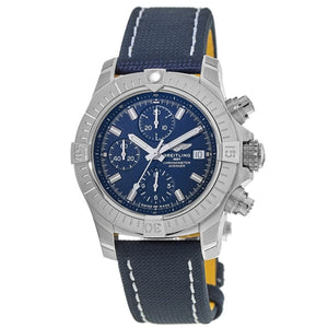 Buy Shop Breitling Avenger Chronograph 45mm Blue Dial Blue Calfskin Strap Watch for Men - A13317101C1X2 USA Online