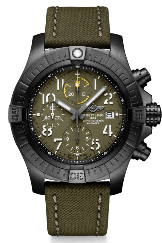 Buy Shop Breitling Avenger Chronograph 45mm Green Dial Green Nylon Strap Watch for Men - V13317101L1X1 USA Online