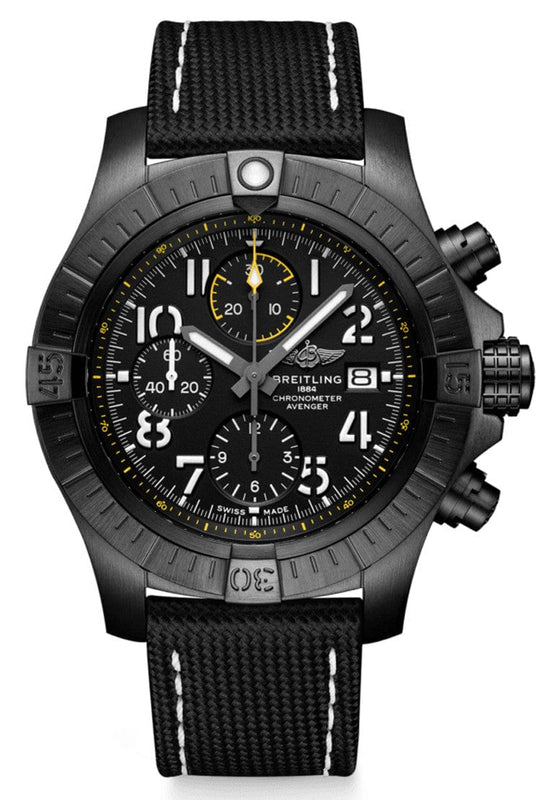 Buy Shop Breitling Avenger Chronograph 45mm Night Mission Black Dial Black Nylon Strap Watch for Men - V13317101B1X1 USA Online