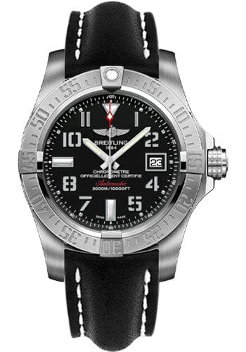 Buy Shop Breitling Avenger II Seawolf Stainless Steel 45mm Volcano Black Leather Strap Mens Watch - A1733110/BC31/436X USA Online