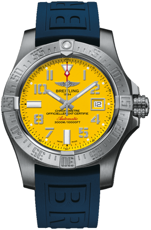 Buy Shop Breitling Avenger II Seawolf Yellow Dial Blue Rubber Strap 45mm Mens Watch - A1733110/I519/157S USA Online