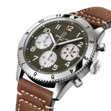 Buy Shop Breitling Avi Chronograph 42 Curtiss Warhawk Green Dial Brown Leather Strap Watch for Men - A233802A1L1X1 USA Online