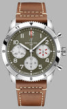 Buy Shop Breitling Avi Chronograph 42 Curtiss Warhawk Green Dial Brown Leather Strap Watch for Men - A233802A1L1X1 USA Online