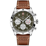 Buy Shop Breitling Avi Chronograph 42 Curtiss Warhawk Green Dial Brown Leather Strap Watch for Men - A233802A1L1X1 USA Online