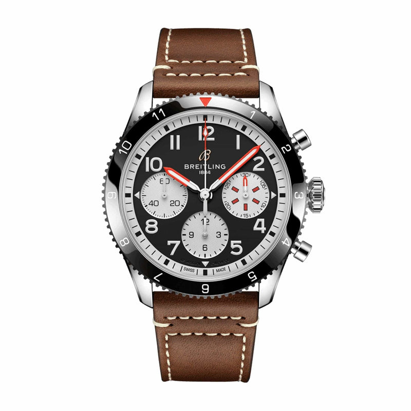 Buy Shop Breitling Avi Chronograph 42 Mosquito Black Dial Brown Leather Strap Watch for Men - Y233801A1B1X1 USA Online