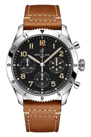 Buy Shop Breitling Avi Chronograph 42 P-51 Mustang Black Dial Brown Leather Strap Watch for Men - A233803A1B1X1 USA Online