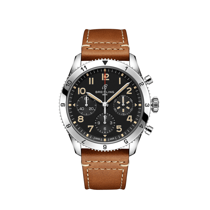 Buy Shop Breitling Avi Chronograph 42 P-51 Mustang Black Dial Brown Leather Strap Watch for Men - A233803A1B1X1 USA Online