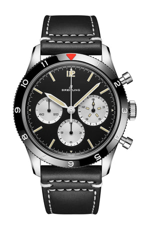 Buy Shop Breitling Avi Ref. 765 1964 Re Edition Black Dial Black Leather Strap Watch for Men - AB09451A1B1X1 USA Online