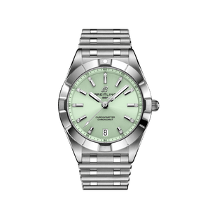 Buy Shop Breitling Chronomat 32 Diamonds Green Dial Silver Steel Strap Watch for Women - A77310101L1A1 USA Online