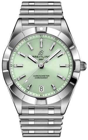 Buy Shop Breitling Chronomat 32 Diamonds Green Dial Silver Steel Strap Watch for Women - A77310101L1A1 USA Online