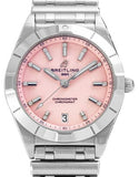 Buy Shop Breitling Chronomat 32 Diamonds Pink Dial Silver Steel Strap Watch for Women - A77310101K1A1 USA Online
