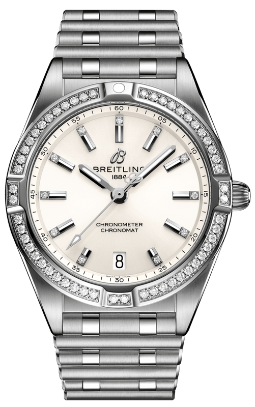 Buy Shop Breitling Chronomat 32 Diamonds White Dial Silver Steel Strap Watch for Women - A77310591A1A1 USA Online