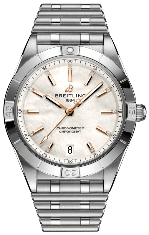 Buy Shop Breitling Chronomat 36 Mother of Pearl Dial Silver Steel Strap Watch for Women - A10380101A4A1 USA Online