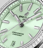 Buy Shop Breitling Chronomat Automatic 36 Diamonds Green Dial Two Tone Steel Strap Watch for Women - A10380591L1A1 USA Online