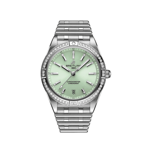 Buy Shop Breitling Chronomat Automatic 36 Diamonds Green Dial Two Tone Steel Strap Watch for Women - A10380591L1A1 USA Online