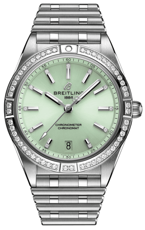 Buy Shop Breitling Chronomat Automatic 36 Diamonds Green Dial Two Tone Steel Strap Watch for Women - A10380591L1A1 USA Online