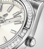 Buy Shop Breitling Chronomat Automatic 36 Diamonds White Dial Silver Steel Strap Watch for Women - A10380591A1A1 USA Online