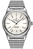 Buy Shop Breitling Chronomat Automatic 36 Diamonds White Dial Silver Steel Strap Watch for Women - A10380591A1A1 USA Online