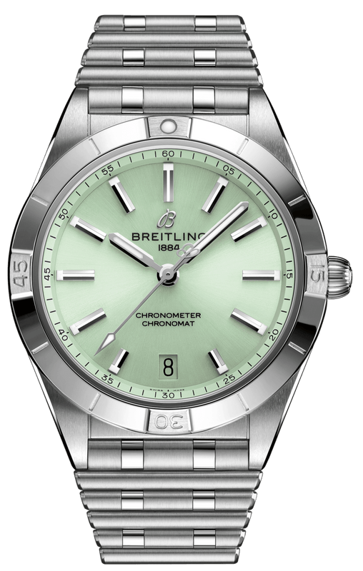 Buy Shop Breitling Chronomat Automatic 36 Green Dial Silver Steel Strap Watch for Women - A10380101L1A1 USA Online