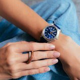 Buy Shop Breitling Chronomat Automatic 36 South Sea Blue Dial Blue Leather Strap Watch for Women - A10380611C1P1 USA Online