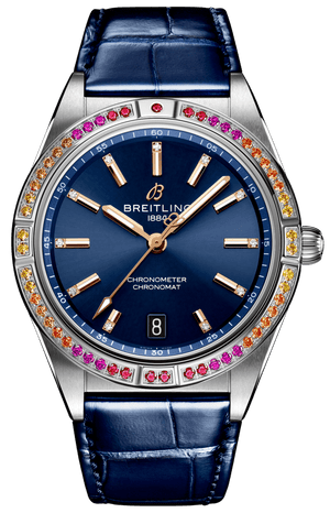 Buy Shop Breitling Chronomat Automatic 36 South Sea Blue Dial Blue Leather Strap Watch for Women - A10380611C1P1 USA Online