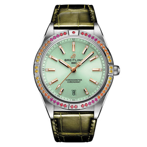 Buy Shop Breitling Chronomat Automatic 36 South Sea Green Dial Green Leather Strap Watch for Women - A10380611L1P1 USA Online