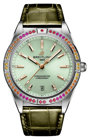 Buy Shop Breitling Chronomat Automatic 36 South Sea Green Dial Green Leather Strap Watch for Women - A10380611L1P1 USA Online