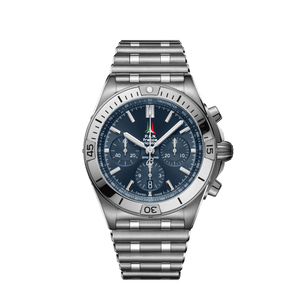 Buy Shop Breitling Chronomat B01 42 Frecce Tricolori Blue Dial Silver Steel Strap Watch for Men - AB01344A1C1A1 USA Online