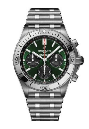 Buy Shop Breitling Chronomat B01 42 Green Dial Silver Steel Strap Watch for Men - AB0134101L1A1 USA Online