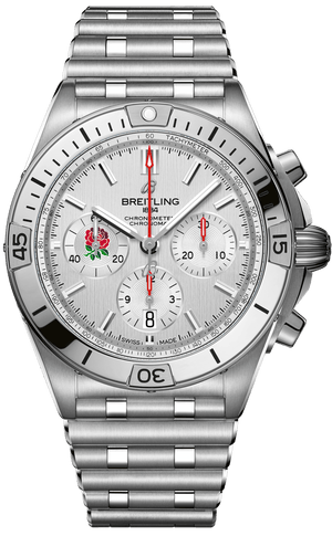 Buy Shop Breitling Chronomat B01 42 Six Nations England White Dial Silver Steel Strap Watch for Men - AB0134A71A1A1 USA Online