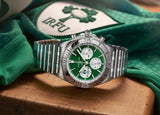 Buy Shop Breitling Chronomat B01 42 Six Nations Ireland Green Dial Silver Steel Strap Watch for Men - AB0134A91L1A1 USA Online