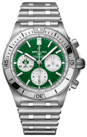 Buy Shop Breitling Chronomat B01 42 Six Nations Ireland Green Dial Silver Steel Strap Watch for Men - AB0134A91L1A1 USA Online
