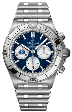 Buy Shop Breitling Chronomat B01 42 Six Nations Scotland Blue Dial Silver Steel Strap Watch for Men - AB0134A51C1A1 USA Online