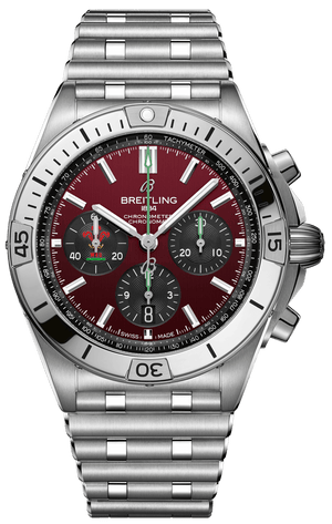Buy Shop Breitling Chronomat B01 42 Six Nations Wales Red Dial Silver Steel Strap Watch for Men - AB0134A61K1A1 USA Online
