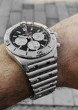 Breitling Chronomat B01 42mm Black Dial Silver Steel Strap Watch for Men - AB0134101B1A1