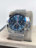 Buy Shop Breitling Chronomat B01 42mm Blue Dial Silver Steel Strap Watch for Men - AB0134101C1A1 USA Online