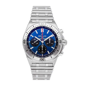 Buy Shop Breitling Chronomat B01 42mm Blue Dial Silver Steel Strap Watch for Men - AB0134101C1A1 USA Online