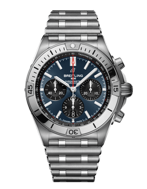 Buy Shop Breitling Chronomat B01 42mm Blue Dial Silver Steel Strap Watch for Men - AB0134101C1A1 USA Online