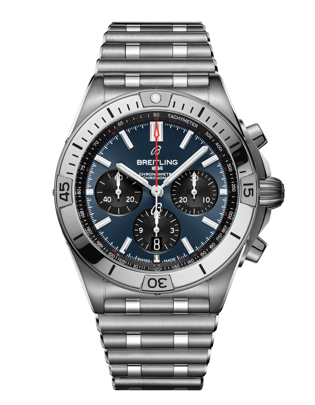 Buy Shop Breitling Chronomat B01 42mm Blue Dial Silver Steel Strap Watch for Men - AB0134101C1A1 USA Online