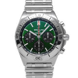 Buy Shop Breitling Chronomat B01 42mm Green Dial Silver Steel Strap Watch for Men - AB01343A1L1A1 USA Online