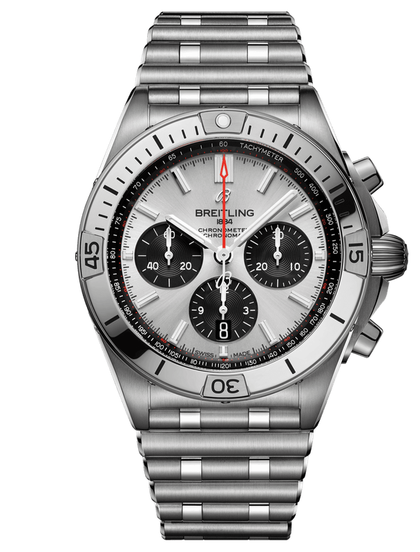 Buy Shop Breitling Chronomat B01 42mm Silver Dial Silver Steel Strap Watch for Men - AB0134101G1A1 USA Online