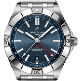Buy Shop Breitling Chronomat GMT 40 Blue Dial Silver Steel Strap Watch for Men - A32398101C1A1 USA Online