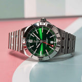 Buy Shop Breitling Chronomat GMT 40 Green Dial Silver Steel Strap Watch for Men - A32398101L1A1 USA Online