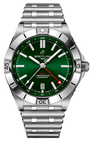 Buy Shop Breitling Chronomat GMT 40 Green Dial Silver Steel Strap Watch for Men - A32398101L1A1 USA Online