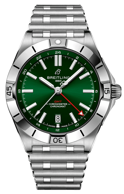 Buy Shop Breitling Chronomat GMT 40 Green Dial Silver Steel Strap Watch for Men - A32398101L1A1 USA Online