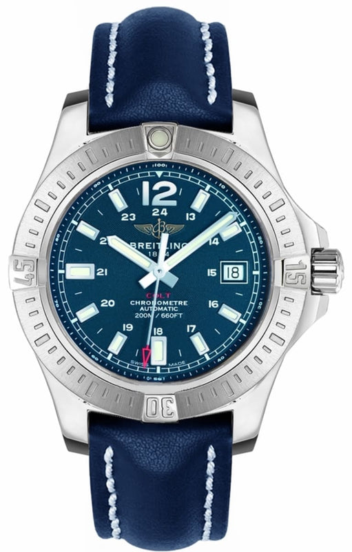 Buy Shop Breitling Colt 41mm Automatic Blue Dial Blue Leather Strap Watch for Men - A1731311.C934.113X.A18BA.1 USA Online